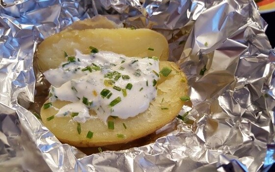 baked potatoes wrapped in a foil