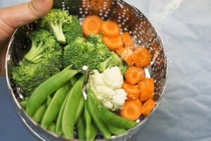 steaming vegetables in a rice cooker